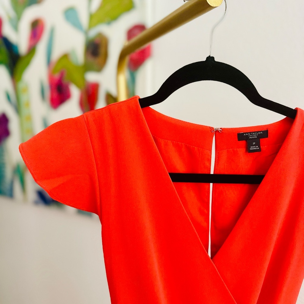 Ann Taylor Factory Flutter Sleeve Romper - Picture 1 of 5
